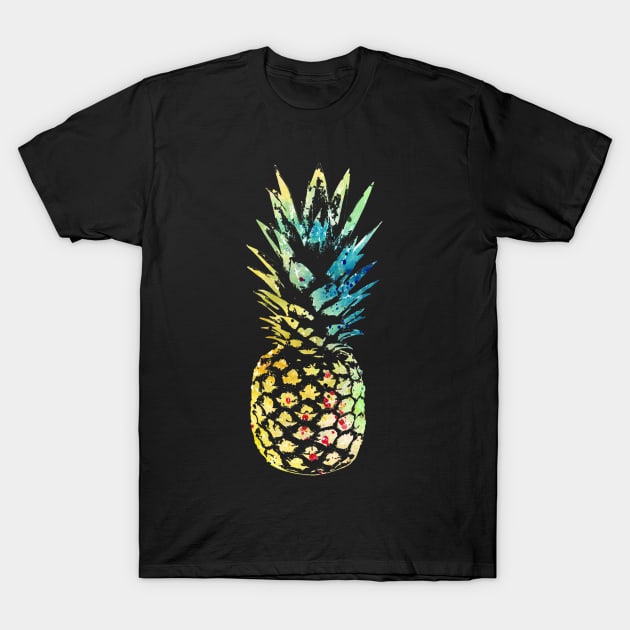 Pineapple Fruit Summer Food Tropical Watercolor Painting Art Distressed Graphics T-Shirt by joannejgg